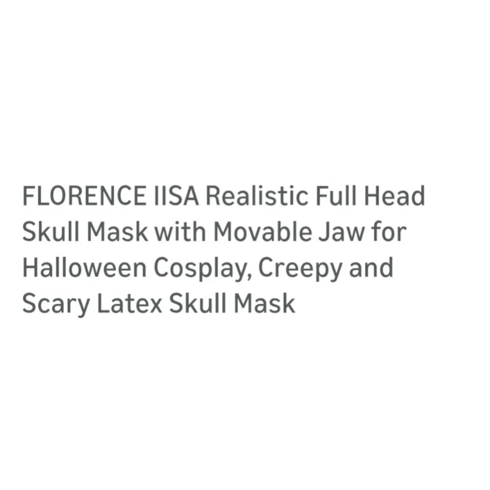 FLORENCE IISA Realistic Full Head Skull Mask Movable Jaw Halloween Cosplay Latex